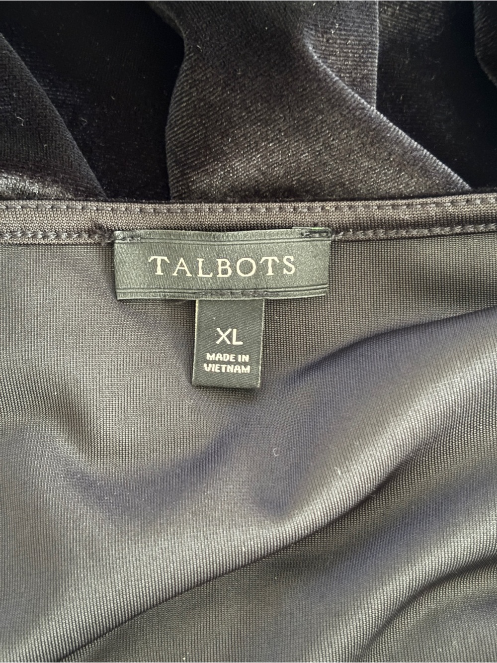 Talbots | Black Velvet Top | 3/4 Sleeve | Stretch | Elegant Minimalist | XL - Picture 4 of 7
